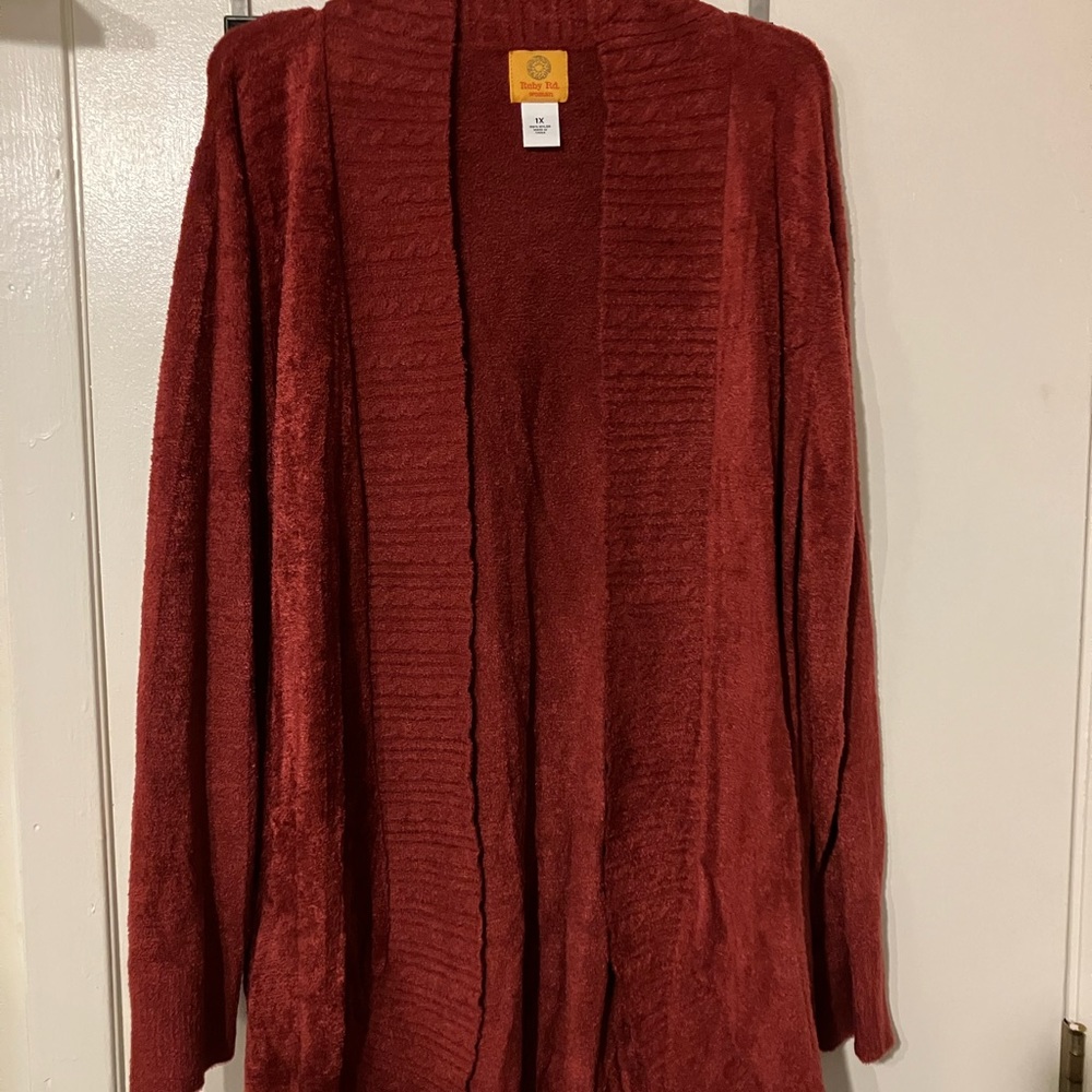 Red Faux Cashmere Cardigan